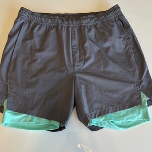 Maamgic Gray Athletic Shorts with Green Lining